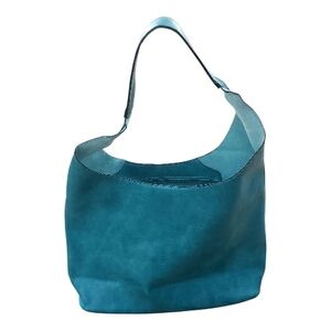 Beautiful Peacock Blue Leather Hobo Bag AND Matching Clutch